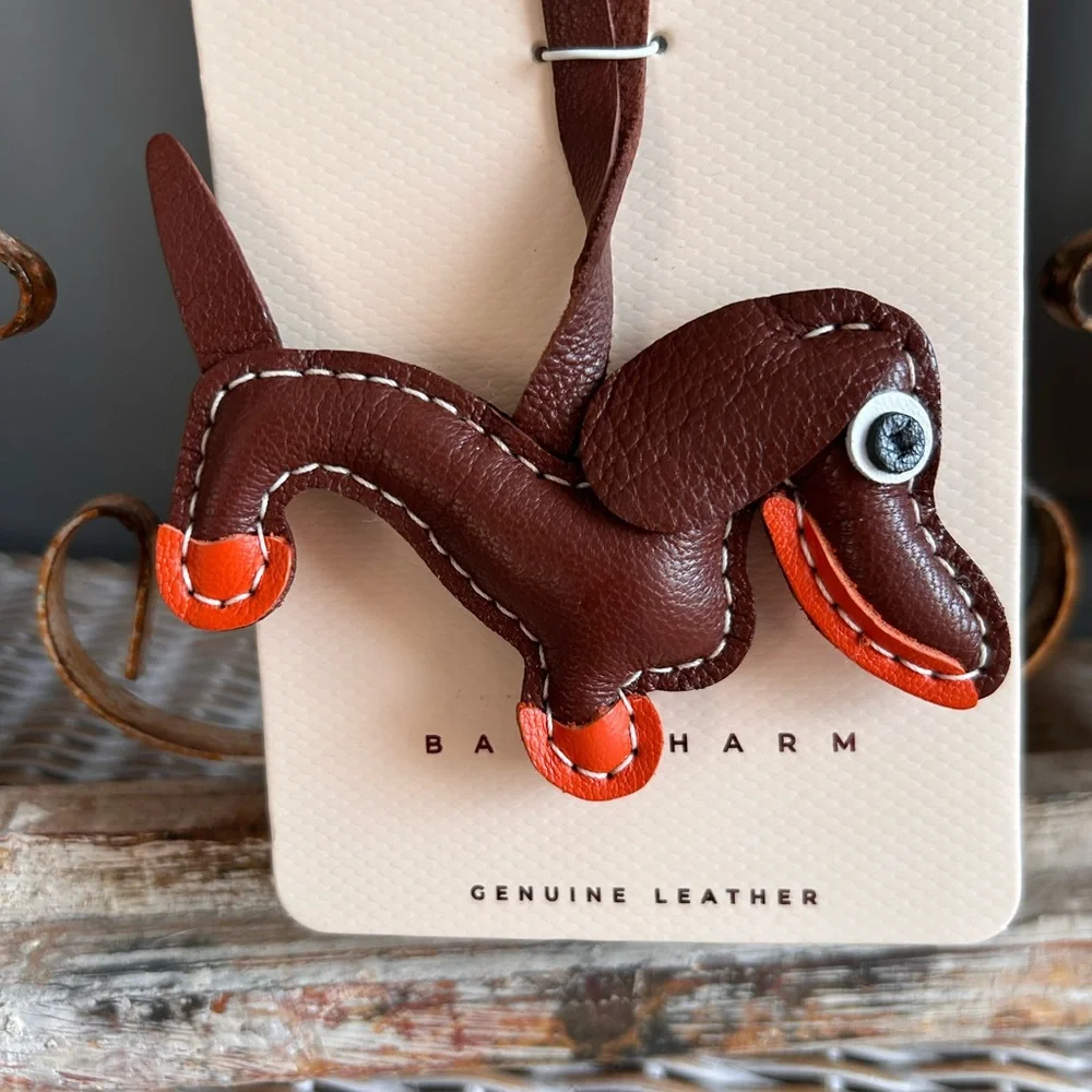 ⚡️15 Camila Coelho dachshund dog bag charm made of genuine leather preppy